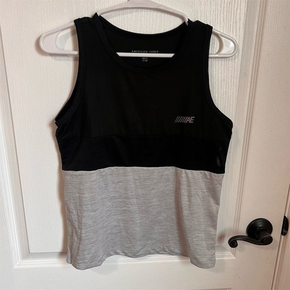 American Eagle Outfitters Other - American Eagle Kids Black Grey Colorblock Active Tank‎ Top Size 14 11-12Y Logo